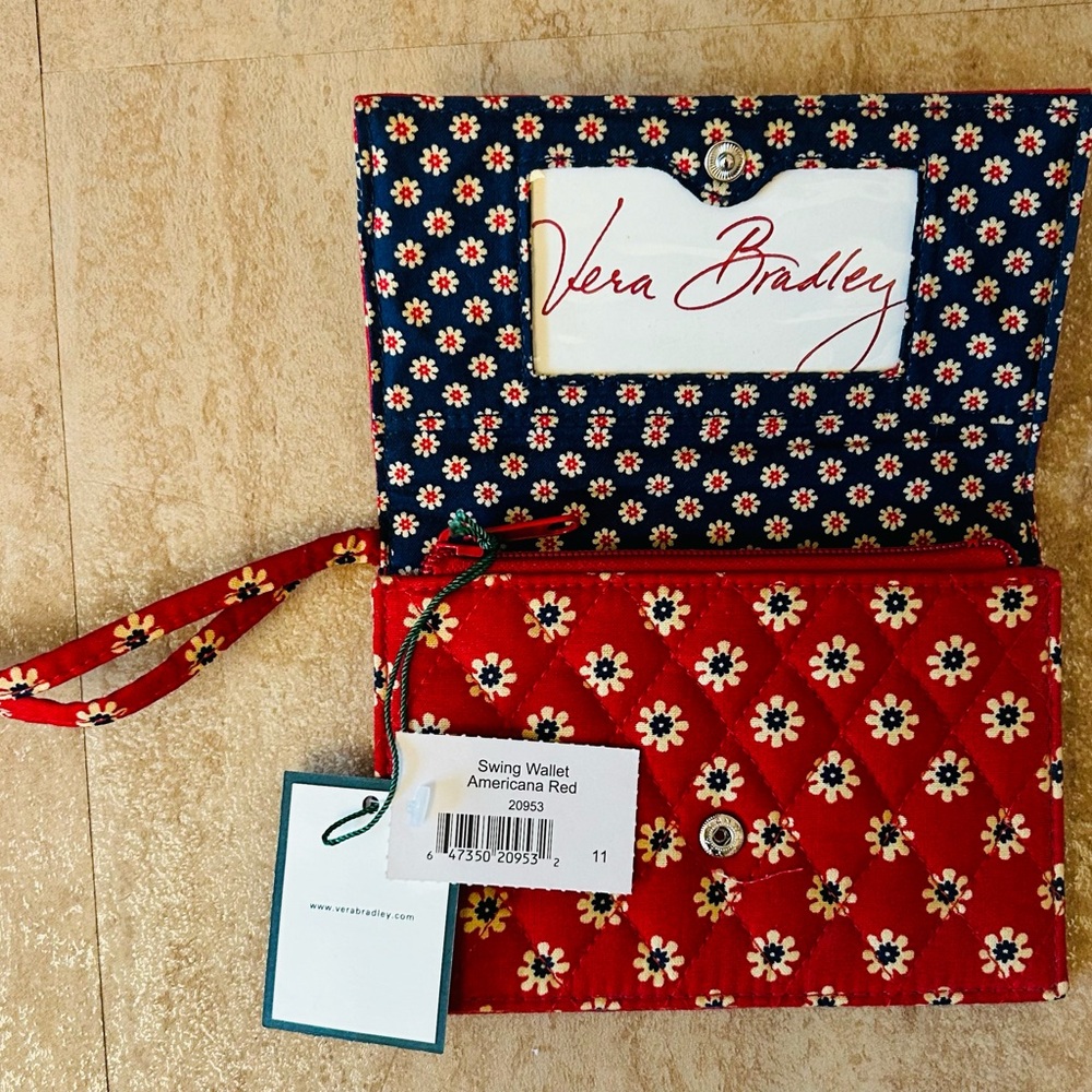Vera Bradley Classic Swing Wallet Americana Red NWT